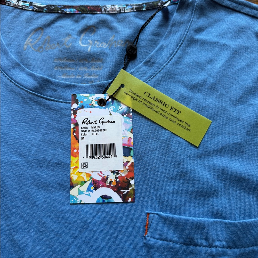 Robert Graham NWT Blue Short Sleeve Shirt - Picture 3 of 3